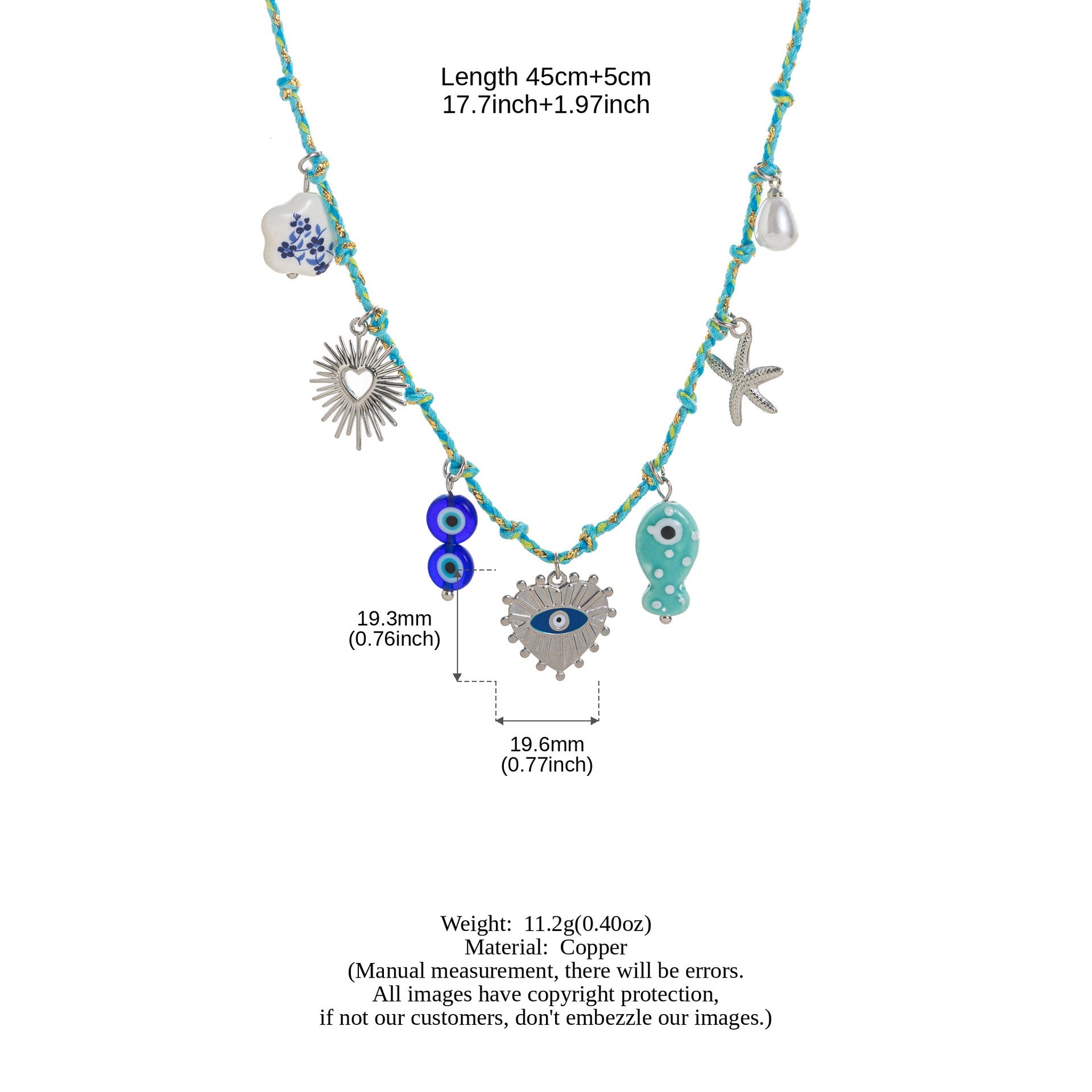 Summer Ocean Starfish Pearl Heart Charm Necklace & Bracelet Set – Colourful Dopamine | Titanium Steel