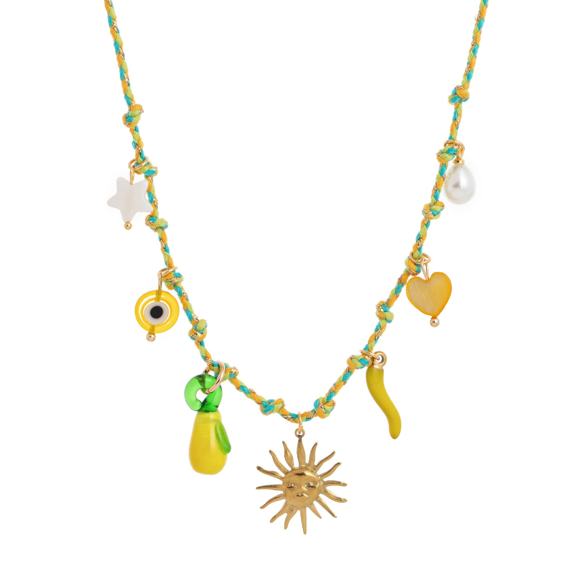 Summer Ocean Starfish Pearl Heart Charm Necklace & Bracelet Set – Colourful Dopamine | Titanium Steel