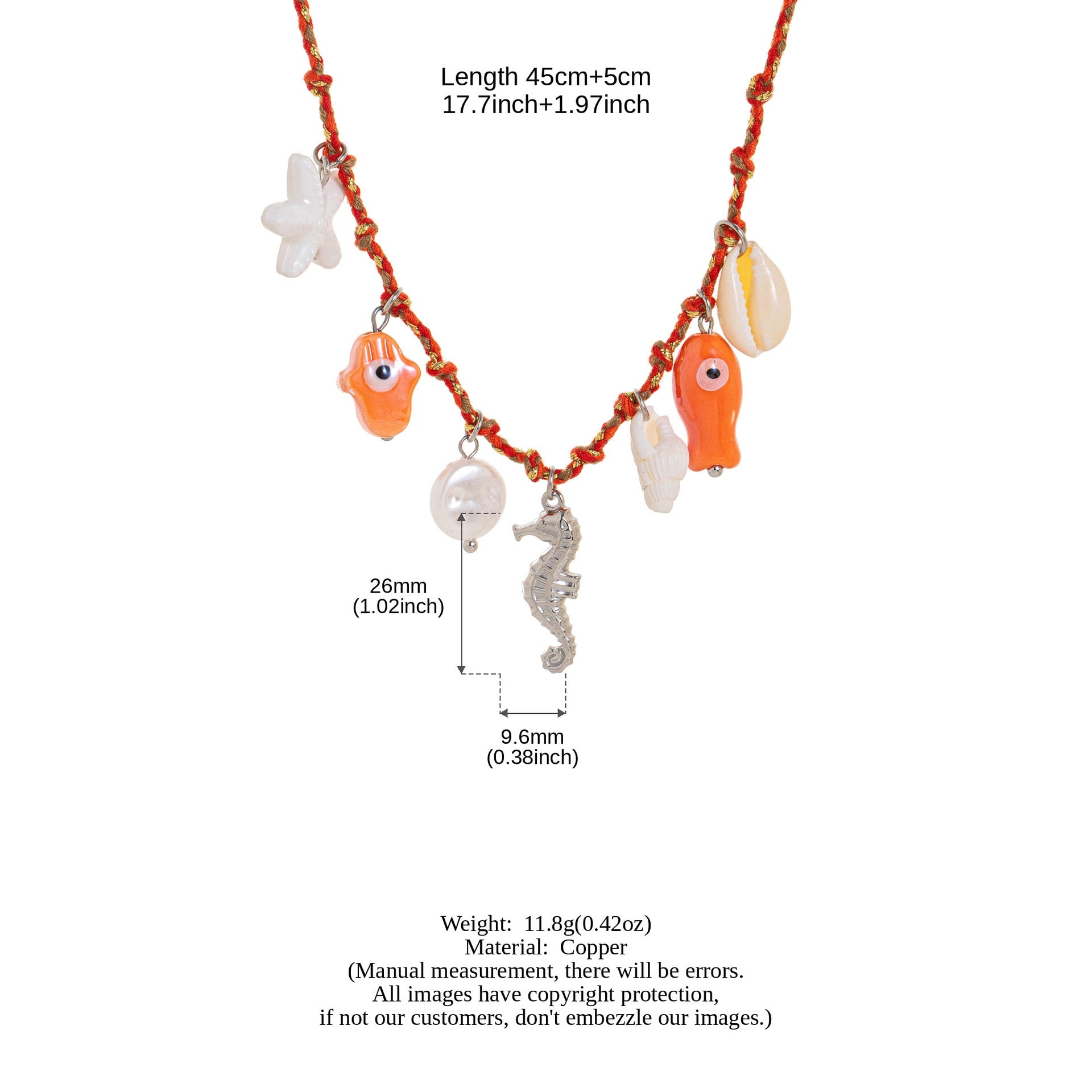 Summer Ocean Starfish Pearl Heart Charm Necklace & Bracelet Set – Colourful Dopamine | Titanium Steel