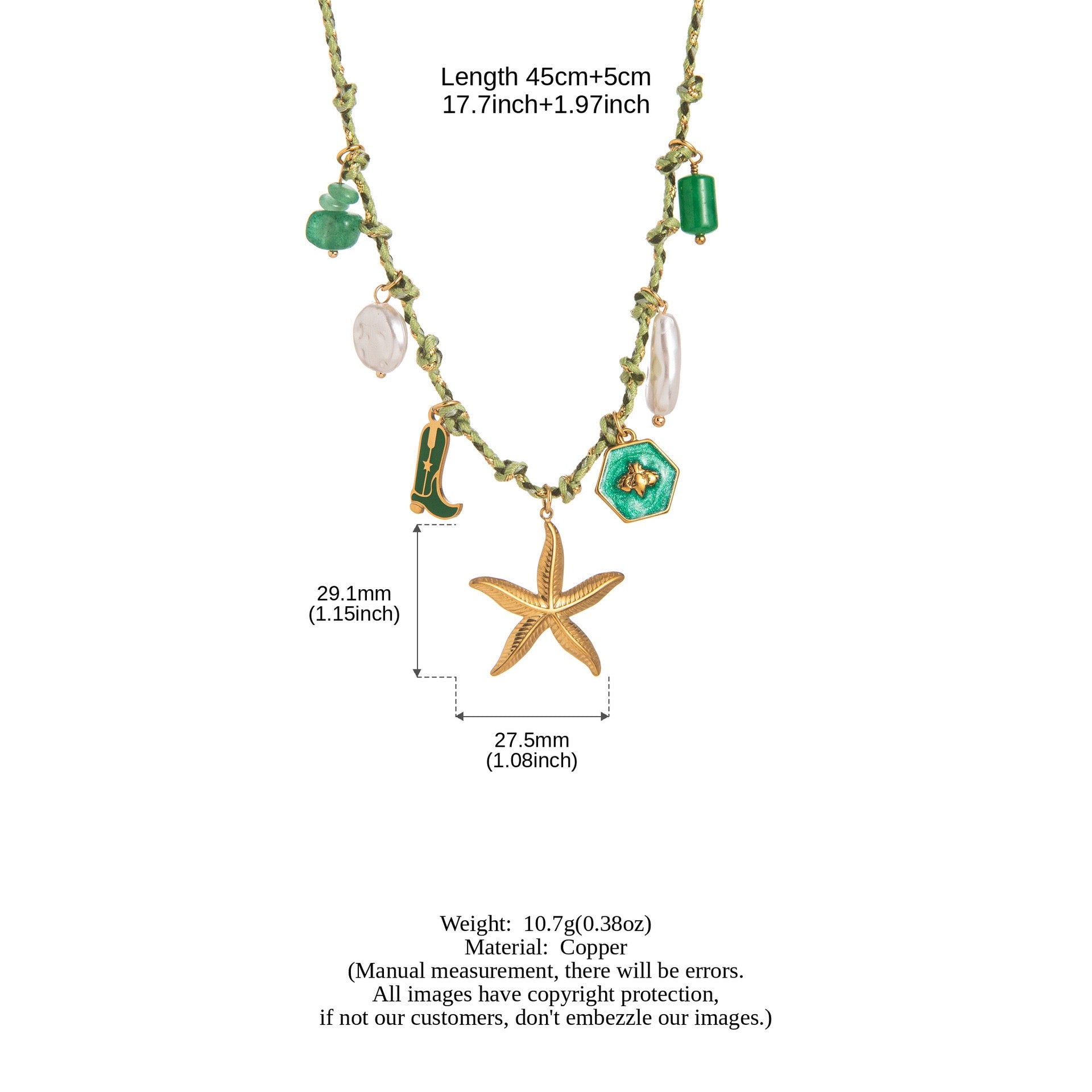 Summer Ocean Starfish Pearl Heart Charm Necklace & Bracelet Set – Colourful Dopamine | Titanium Steel
