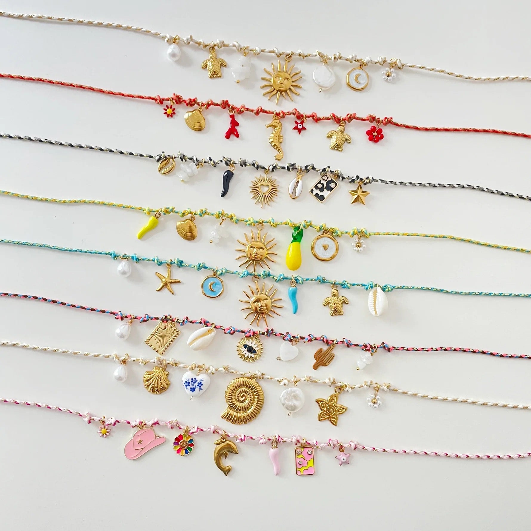 Summer Ocean Starfish Pearl Heart Charm Necklace & Bracelet Set – Colourful Dopamine | Titanium Steel