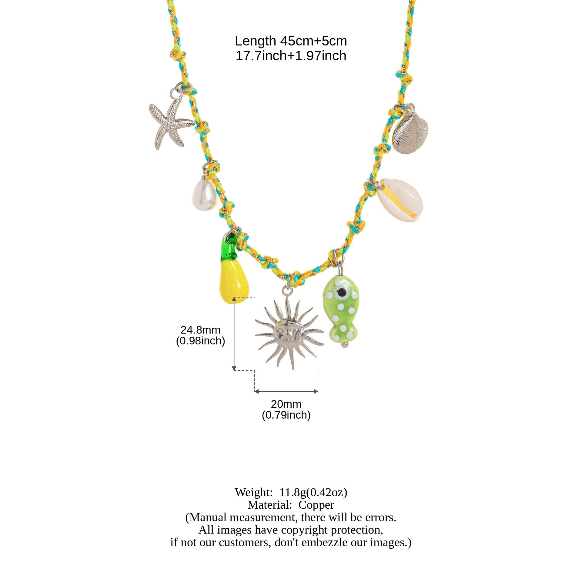 Summer Ocean Starfish Pearl Heart Charm Necklace & Bracelet Set – Colourful Dopamine | Titanium Steel