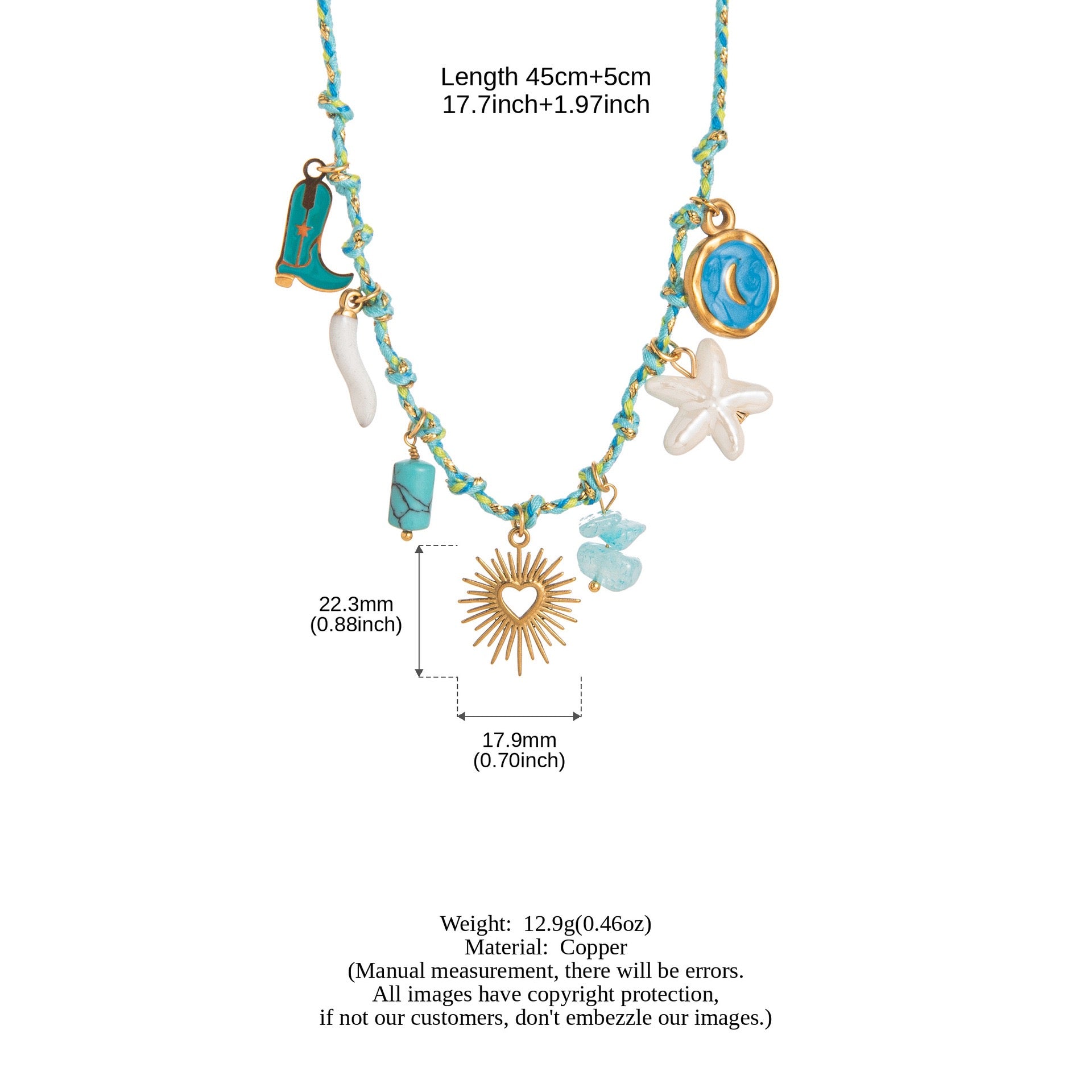 Summer Ocean Starfish Pearl Heart Charm Necklace & Bracelet Set – Colourful Dopamine | Titanium Steel