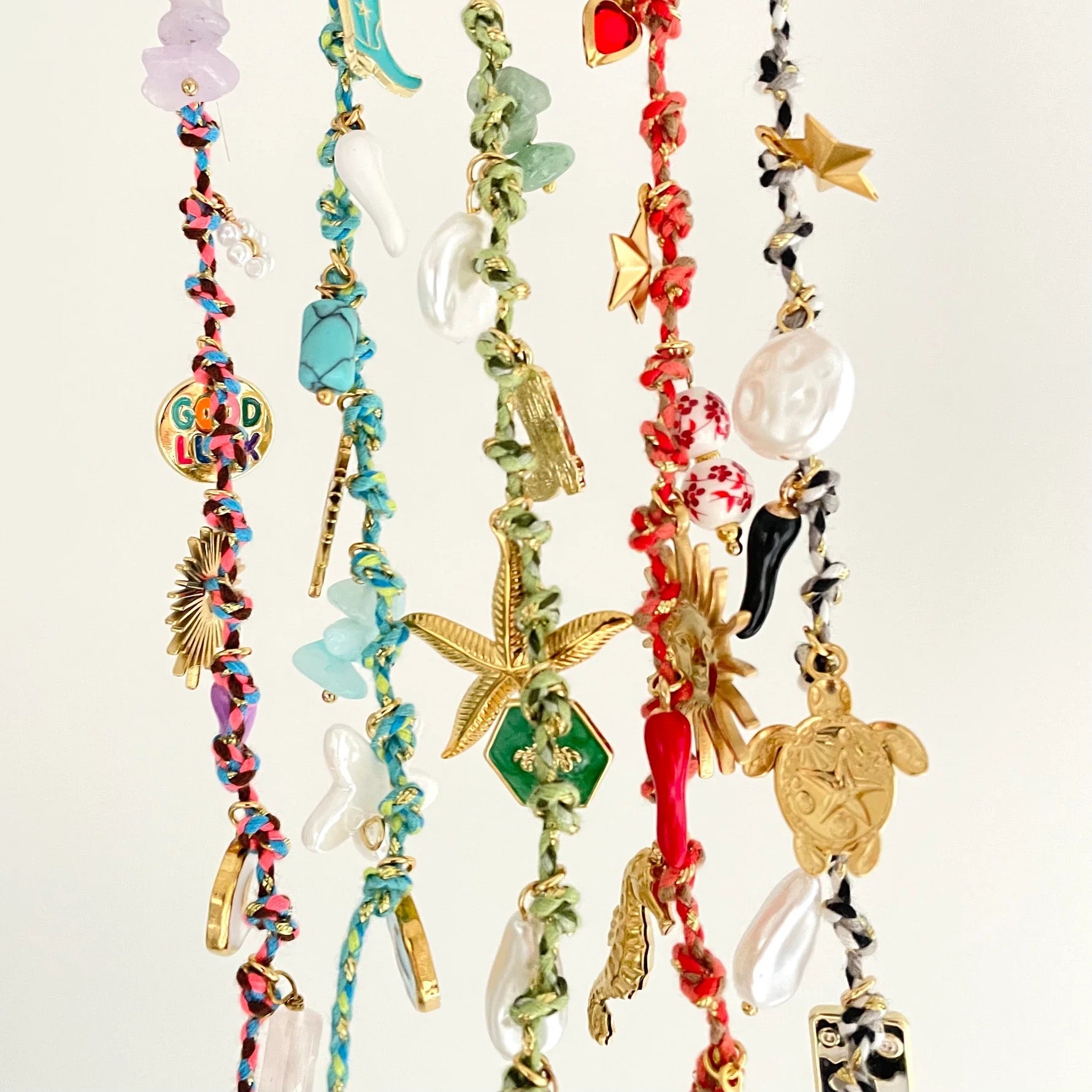 Summer Ocean Starfish Pearl Heart Charm Necklace & Bracelet Set – Colourful Dopamine | Titanium Steel
