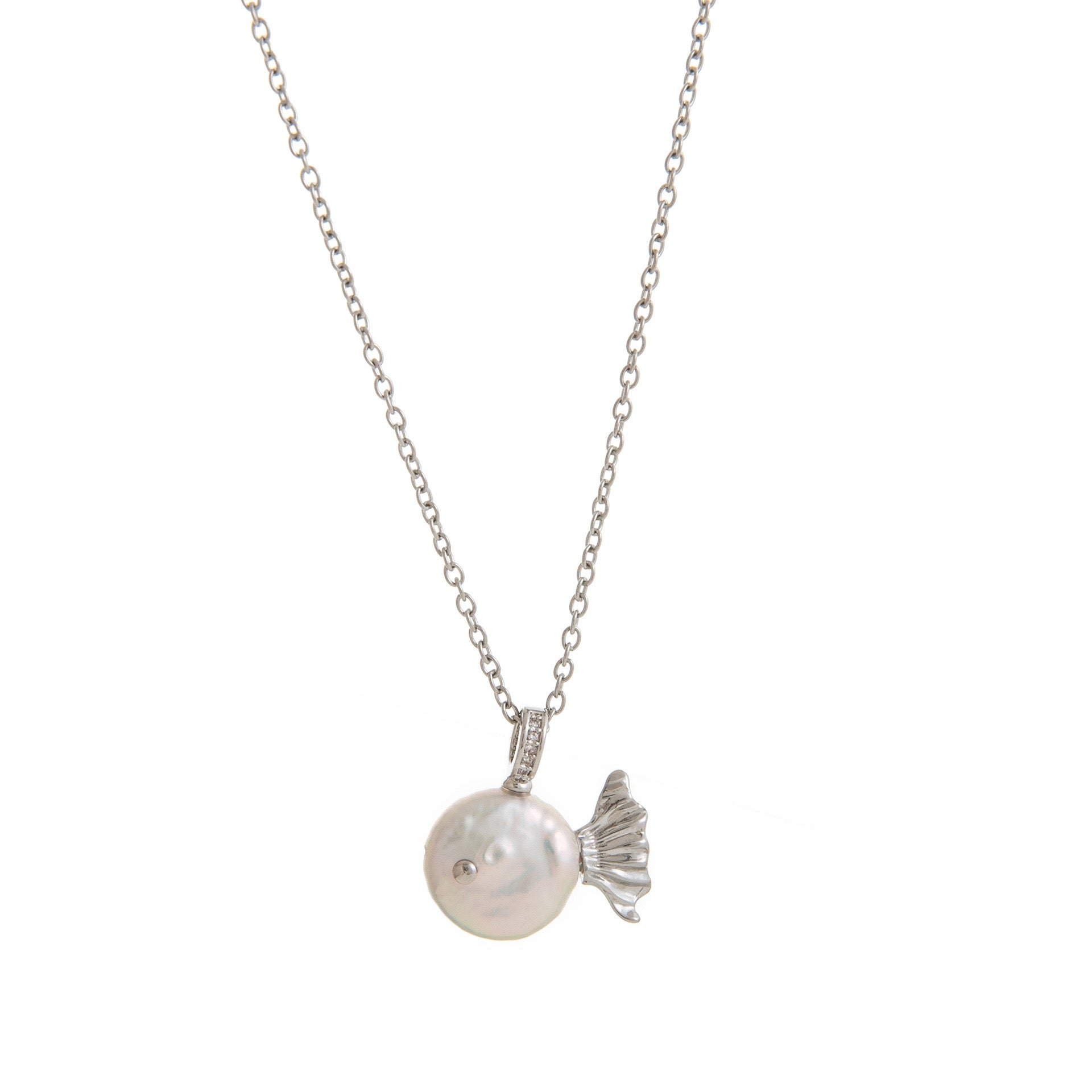 Ocean World Clownfish Natural Pearl Baroque Fish Pendant Collarbone Necklace