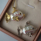 Ocean World Clownfish Natural Pearl Baroque Fish Pendant Collarbone Necklace - UMI