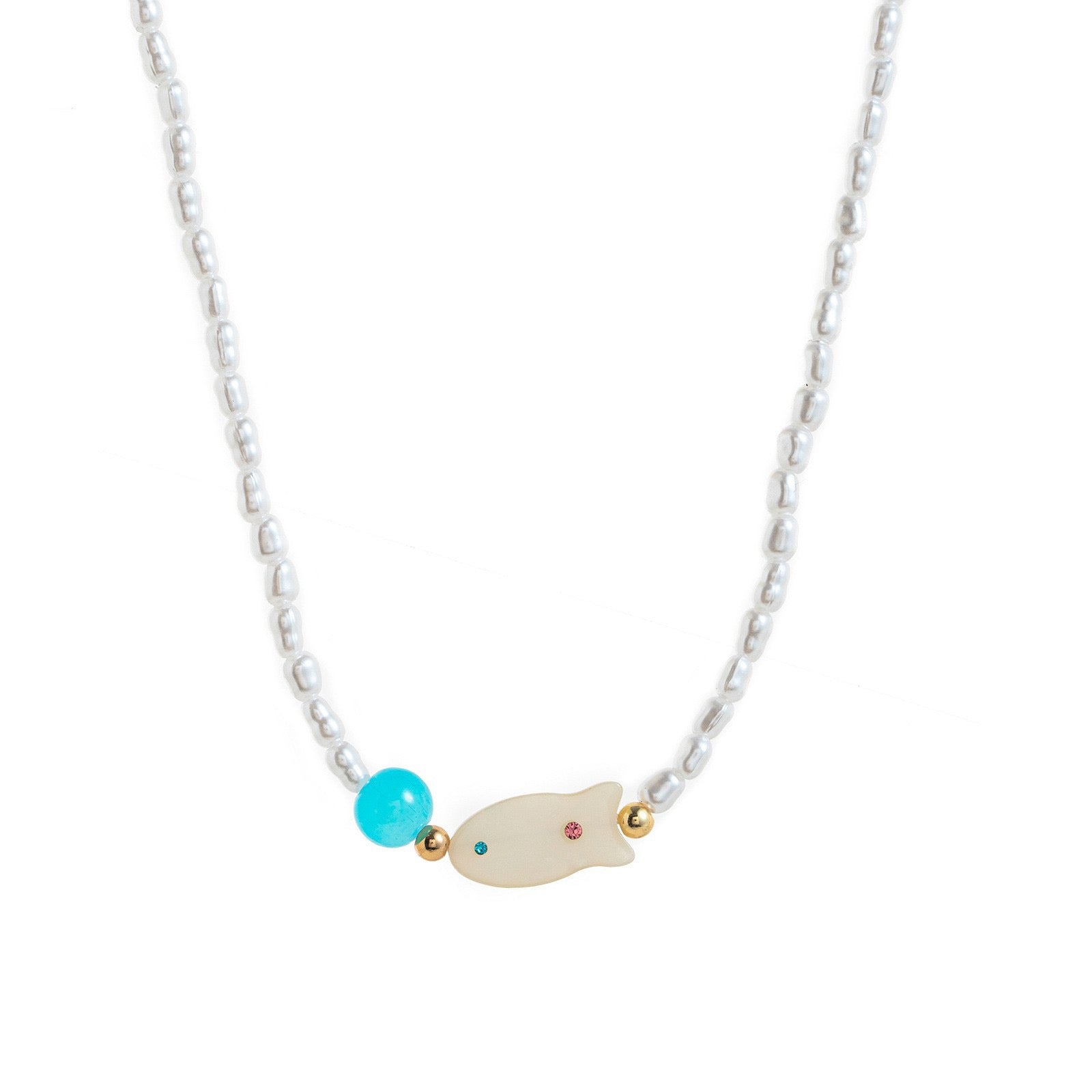 Ocean World Clownfish Natural Pearl Baroque Fish Pendant Collarbone Necklace