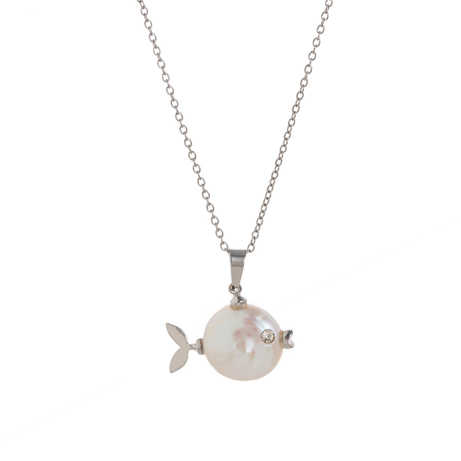 Ocean World Clownfish Natural Pearl Baroque Fish Pendant Collarbone Necklace