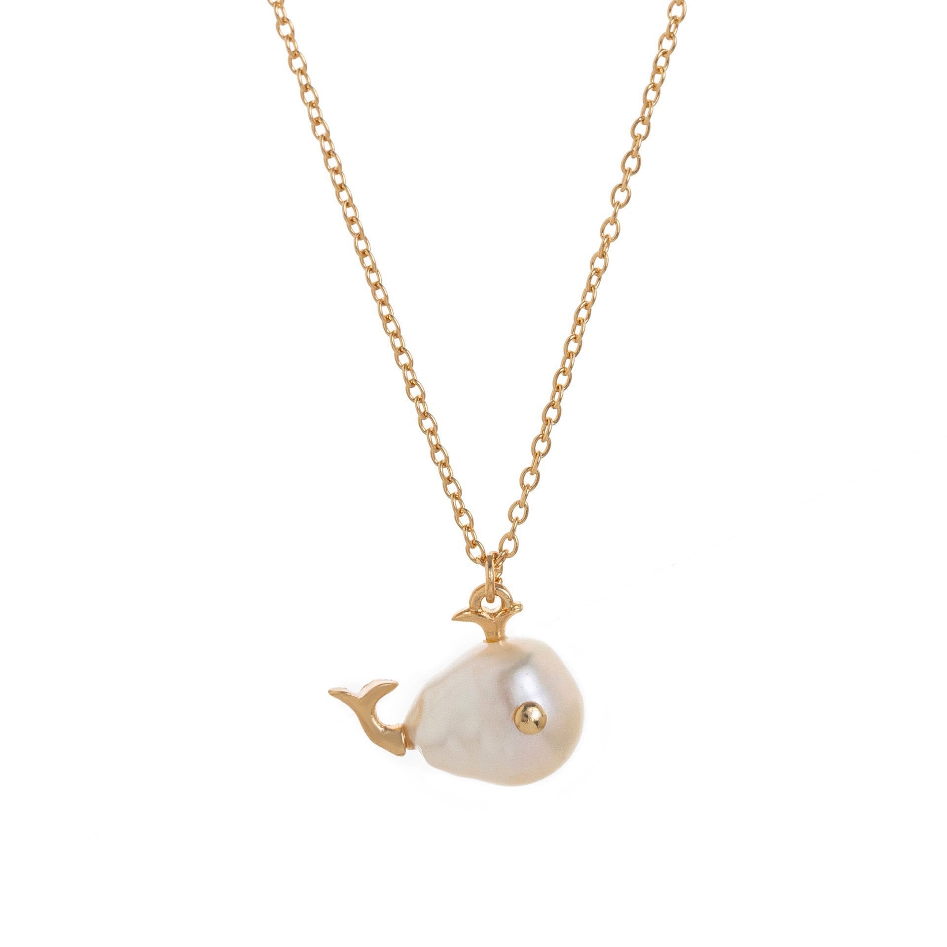 Ocean World Clownfish Natural Pearl Baroque Fish Pendant Collarbone Necklace