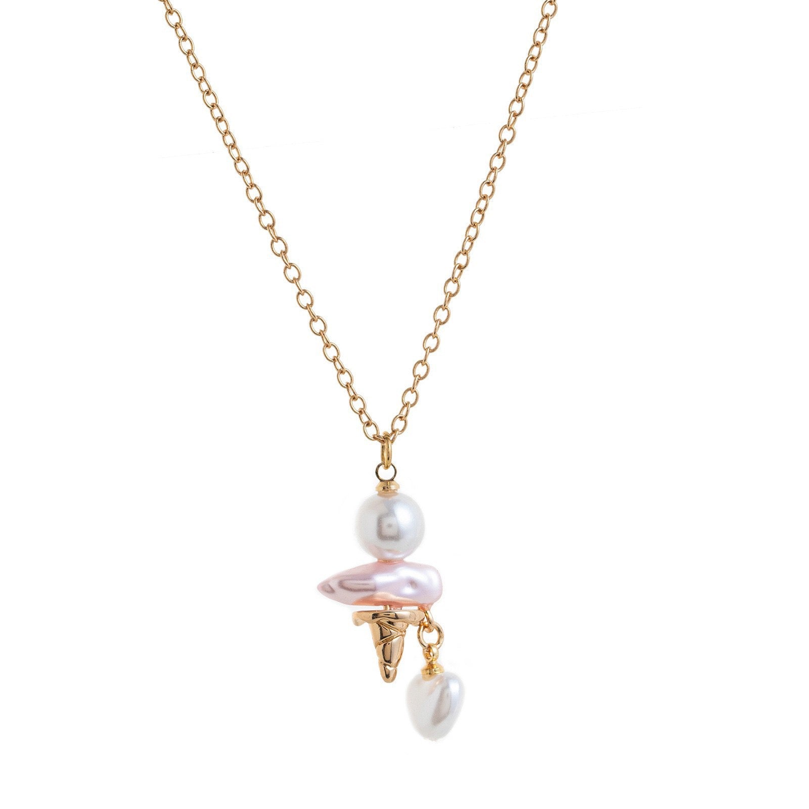 Baroque Ice Cream Charm Pearl Chain Necklace – Niche Luxe Design