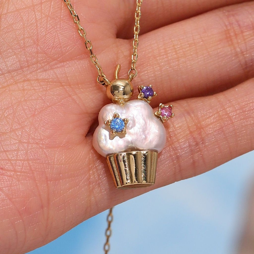 Baroque Ice Cream Charm Pearl Chain Necklace – Niche Luxe Design