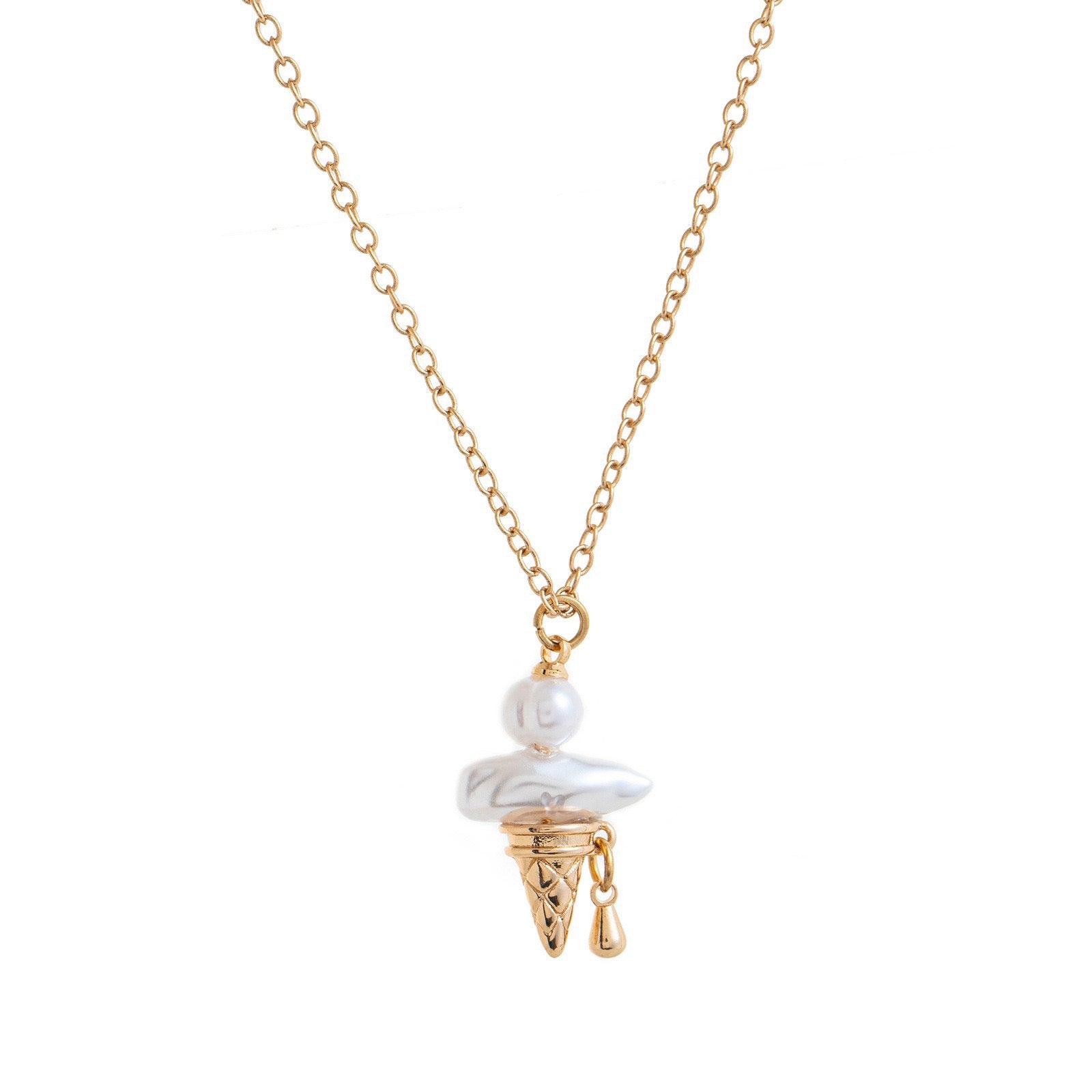 Baroque Ice Cream Charm Pearl Chain Necklace – Niche Luxe Design
