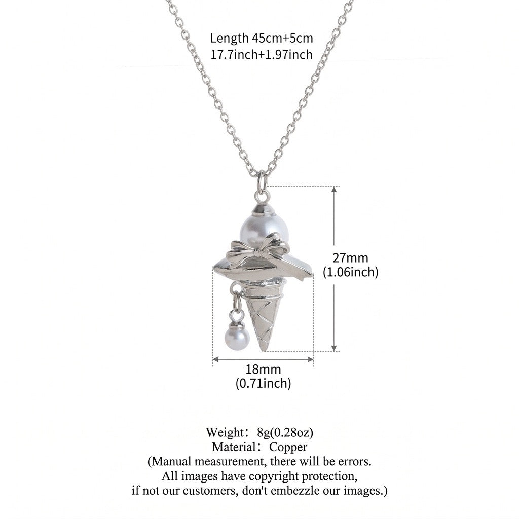 Baroque Ice Cream Charm Pearl Chain Necklace – Niche Luxe Design