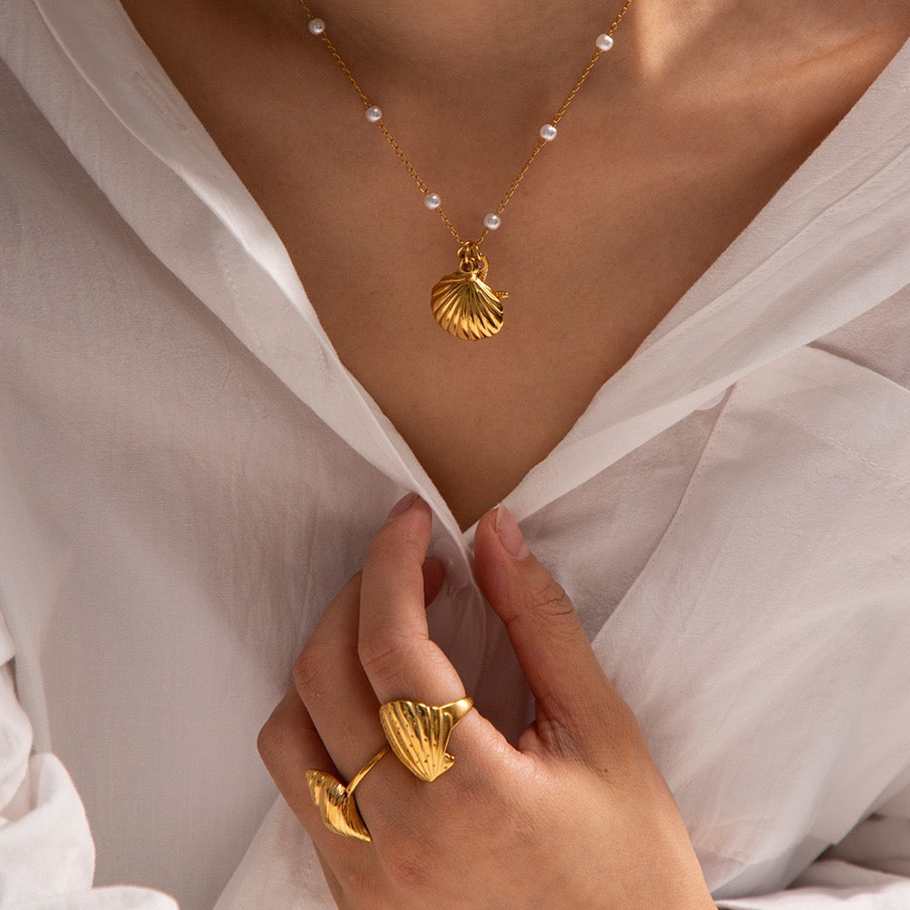 French Ocean Collection Pearl Accessories – Starfish & Shell Fashion Necklace