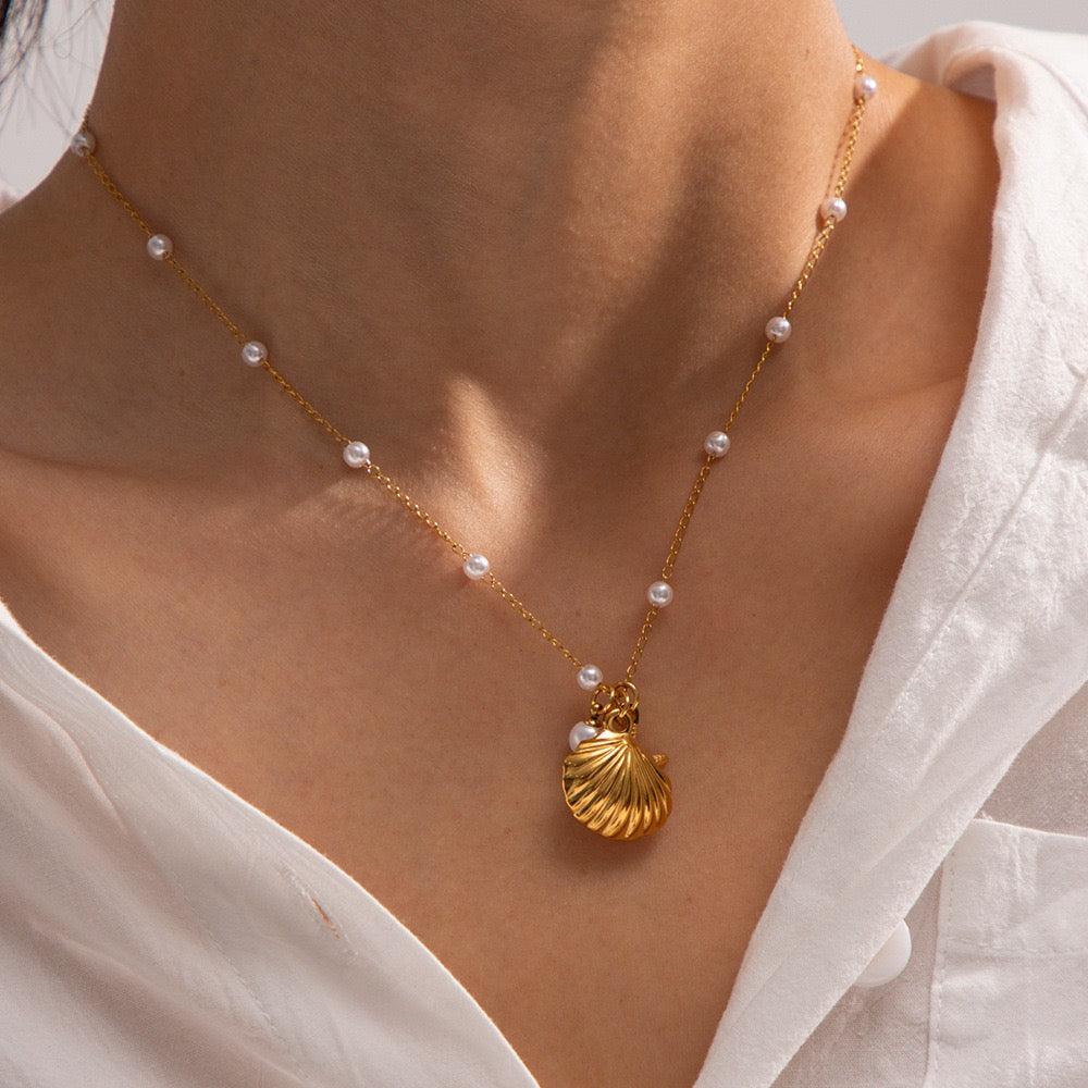 French Ocean Collection Pearl Accessories – Starfish & Shell Fashion Necklace