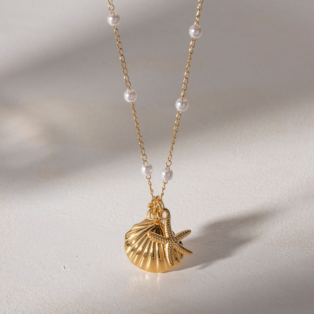 French Ocean Collection Pearl Accessories – Starfish & Shell Fashion Necklace