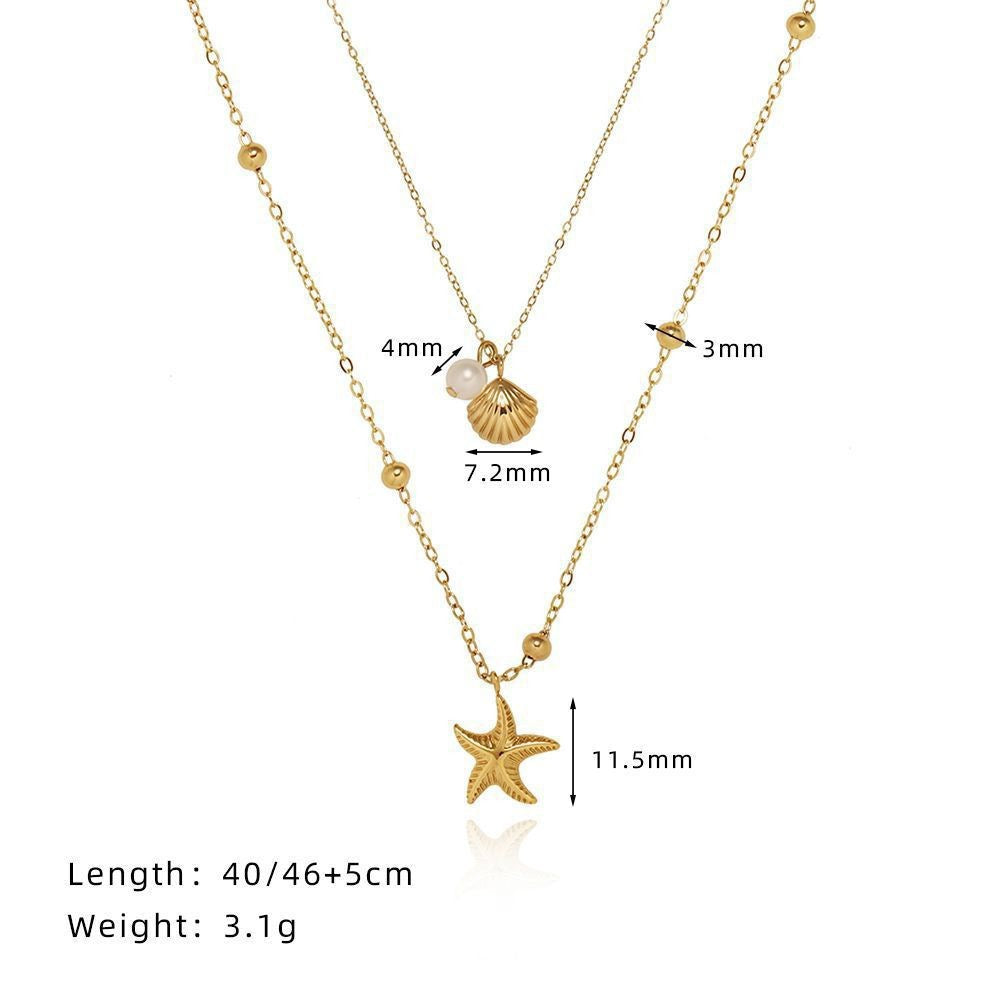 French Ocean Collection Pearl Accessories – Starfish & Shell Fashion Necklace