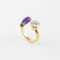 Whimsical Fruit & Vegetable Enamel Open Ring – Zirconia-Set Adjustable Gold-Plated Colour-Retaining