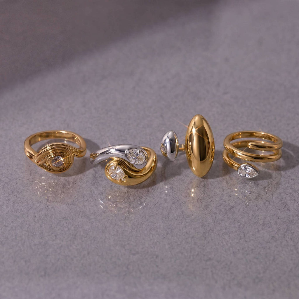 Titanium Steel 18K Gold-Plated Colour-Retaining Plain Band Ring – Round & Triangle Asymmetric Solid Open Design