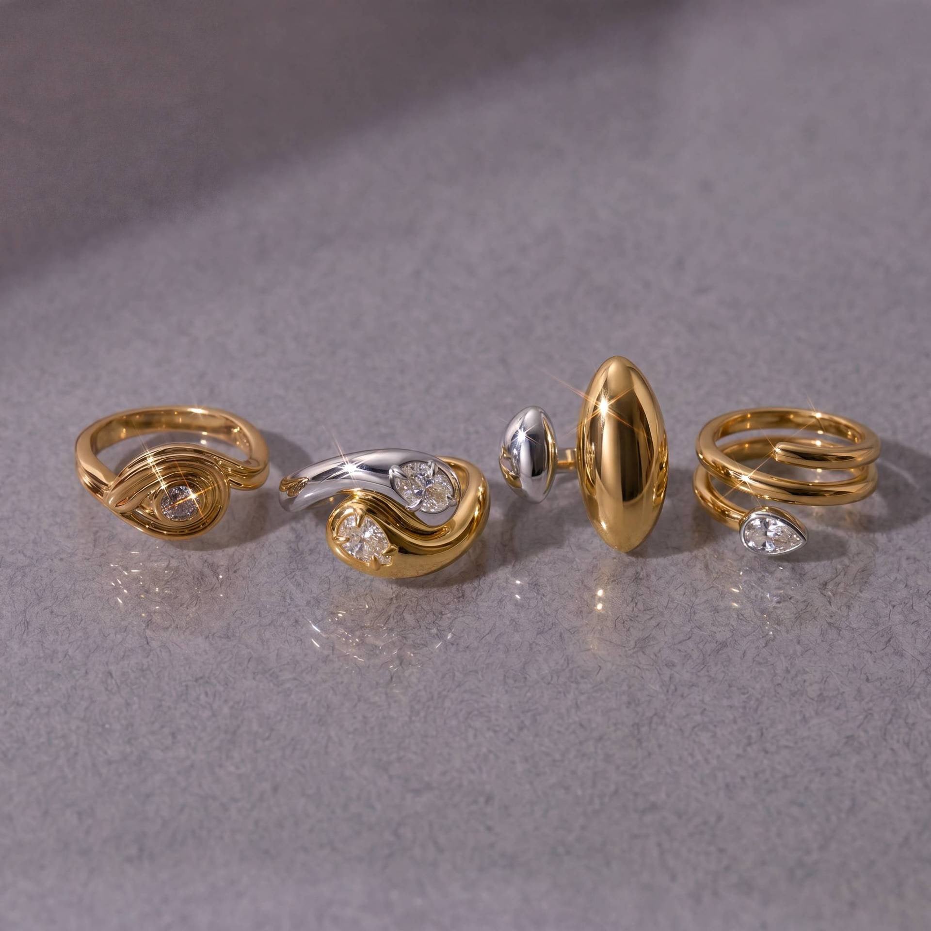 Titanium Steel 18K Gold-Plated Colour-Retaining Plain Band Ring – Round & Triangle Asymmetric Solid Open Design