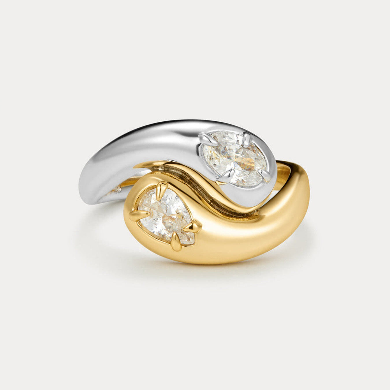 Titanium Steel 18K Gold-Plated Colour-Retaining Plain Band Ring – Round & Triangle Asymmetric Solid Open Design