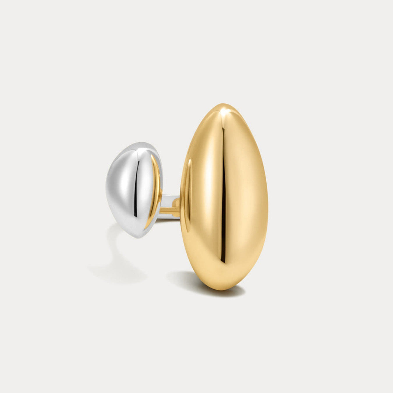 Titanium Steel 18K Gold-Plated Colour-Retaining Plain Band Ring – Round & Triangle Asymmetric Solid Open Design