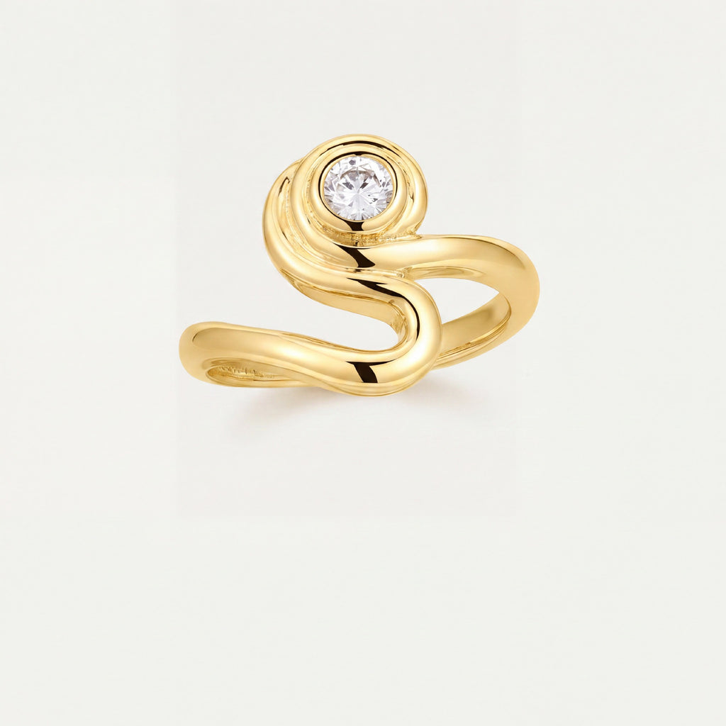 Titanium Steel 18K Gold-Plated Colour-Retaining Plain Band Ring – Round & Triangle Asymmetric Solid Open Design