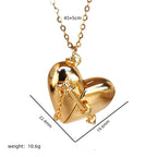 Valentine's Day Heart Locket Pendant Necklace – Openable Keepsake Peach Heart Collarbone Chain, Copper with Real Gold Plating - UMI