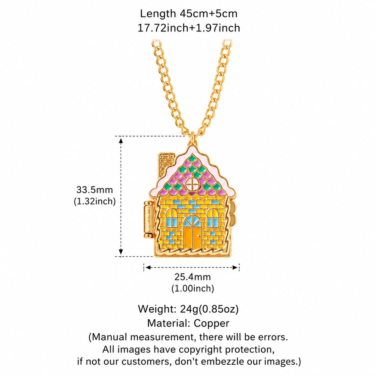 Fairytale Gingerbread House Openable Pendant Necklace – Enamel Colour-Retaining