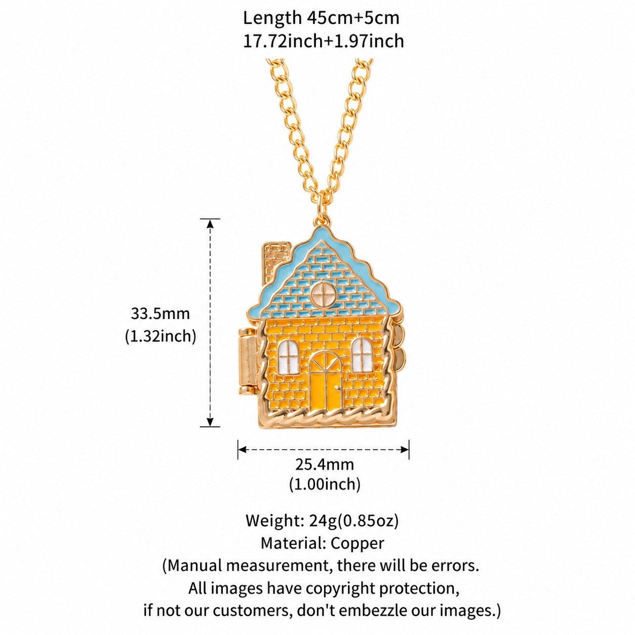 Fairytale Gingerbread House Openable Pendant Necklace – Enamel Colour-Retaining