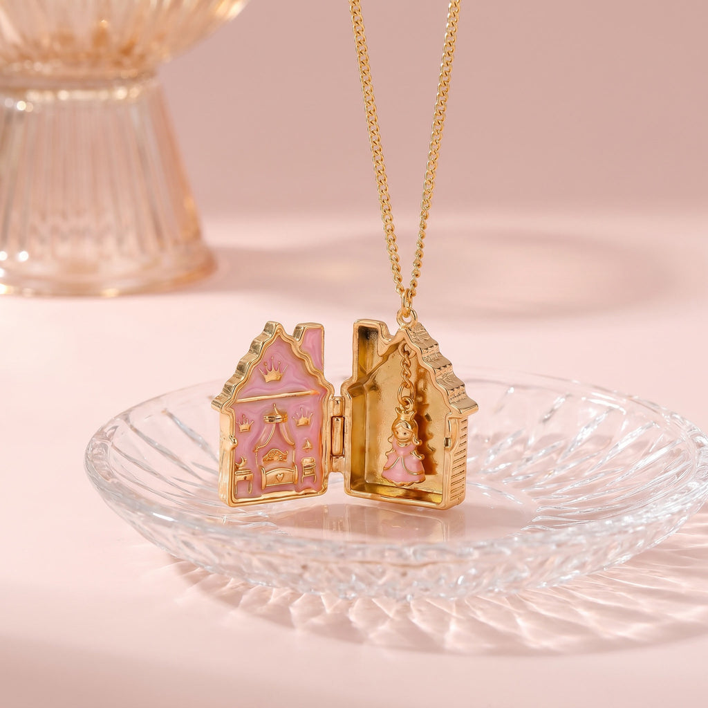 Fairytale Gingerbread House Openable Pendant Necklace – Enamel Colour-Retaining