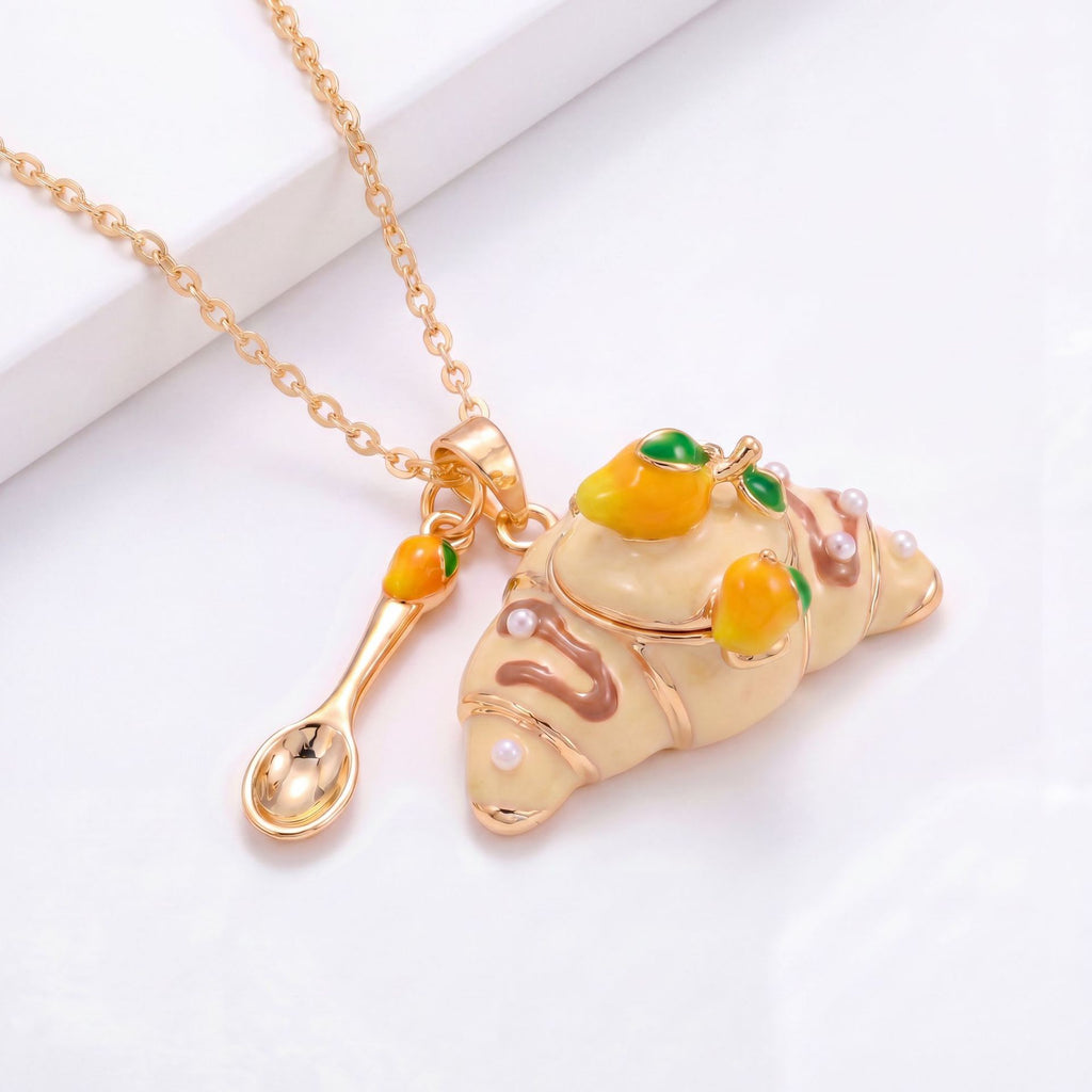 Openable Croissant Necklace – Cute Animal Charm, High-Quality Colour-Retaining