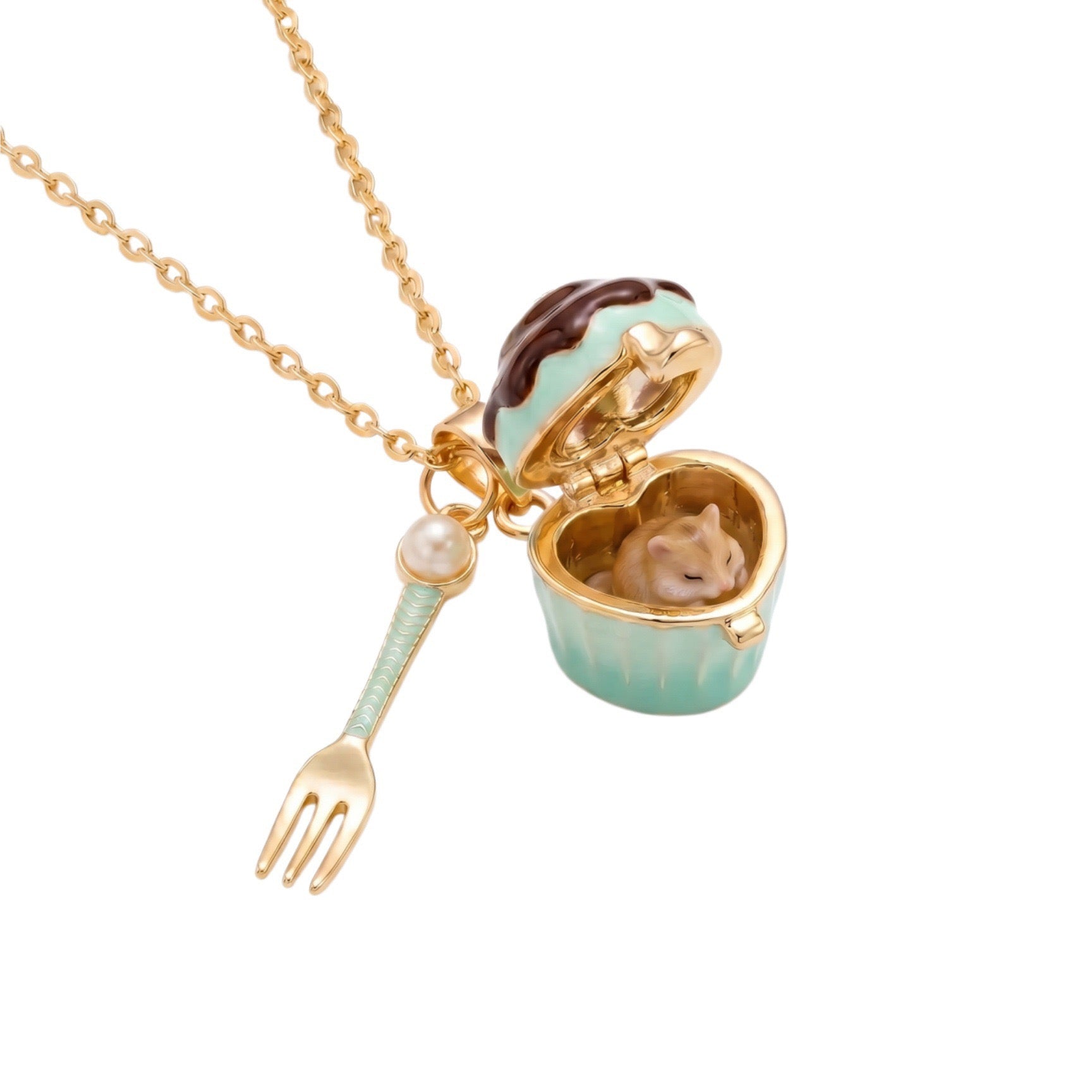 Miniature Food Play Openable Jewellery – Cat, Hamster & Bear Dessert Charm Necklaces & Rings, Viral Girly Collection