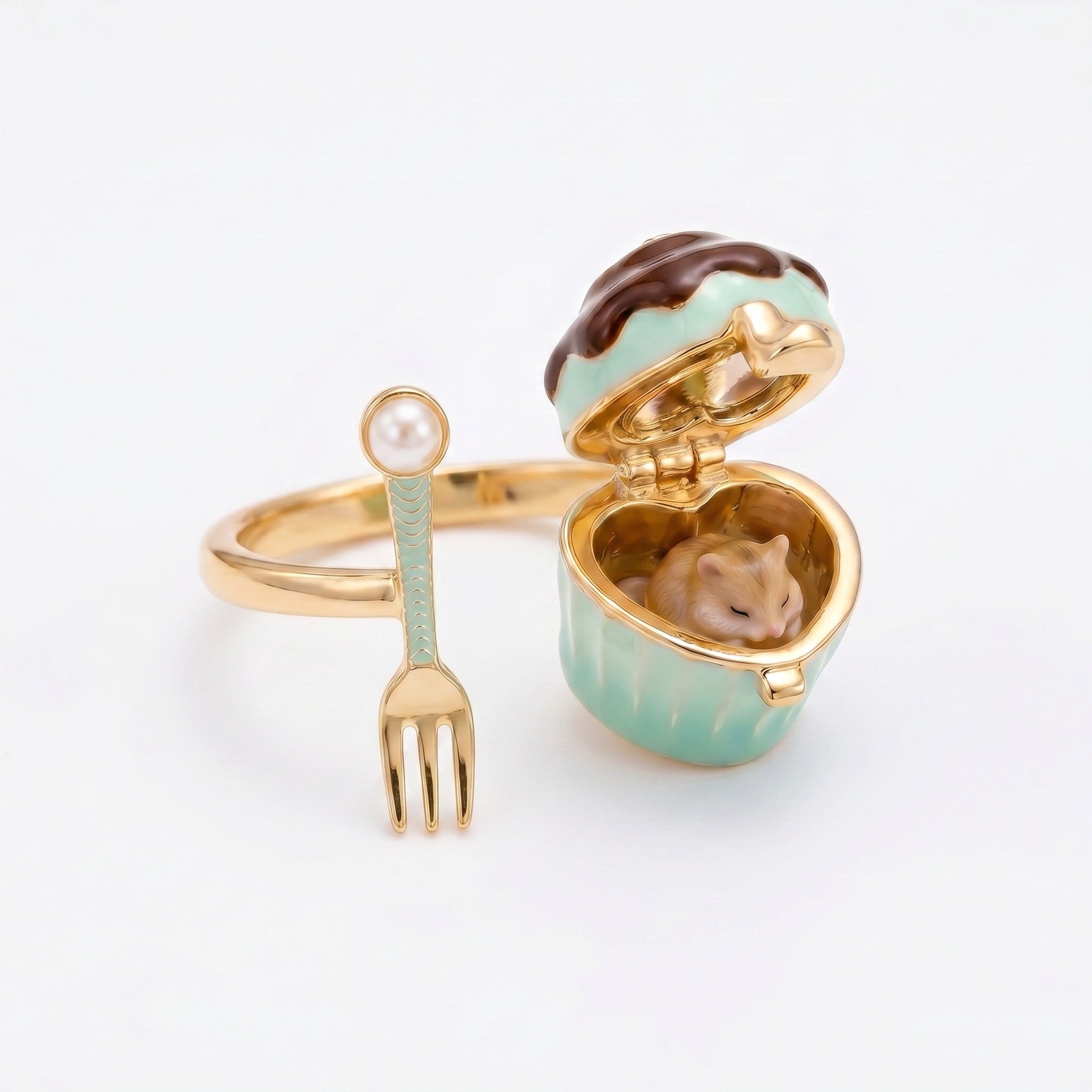 Miniature Food Play Openable Jewellery – Cat, Hamster & Bear Dessert Charm Necklaces & Rings, Viral Girly Collection