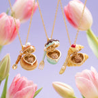 Miniature Food Play Openable Jewellery – Cat, Hamster & Bear Dessert Charm Necklaces & Rings, Viral Girly Collection - UMI