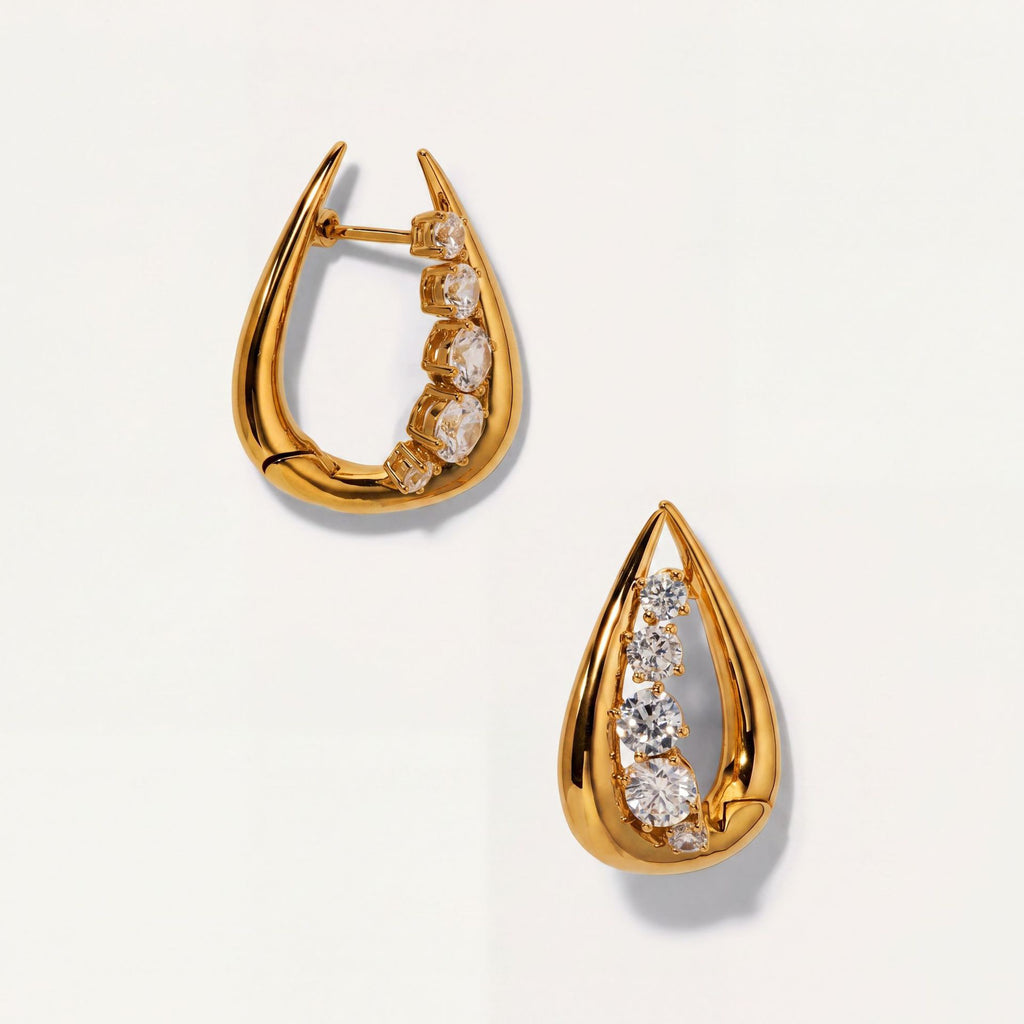 Vintage Wide-Band Zirconia Statement Earrings – Luxe, Versatile & Refined - UMI