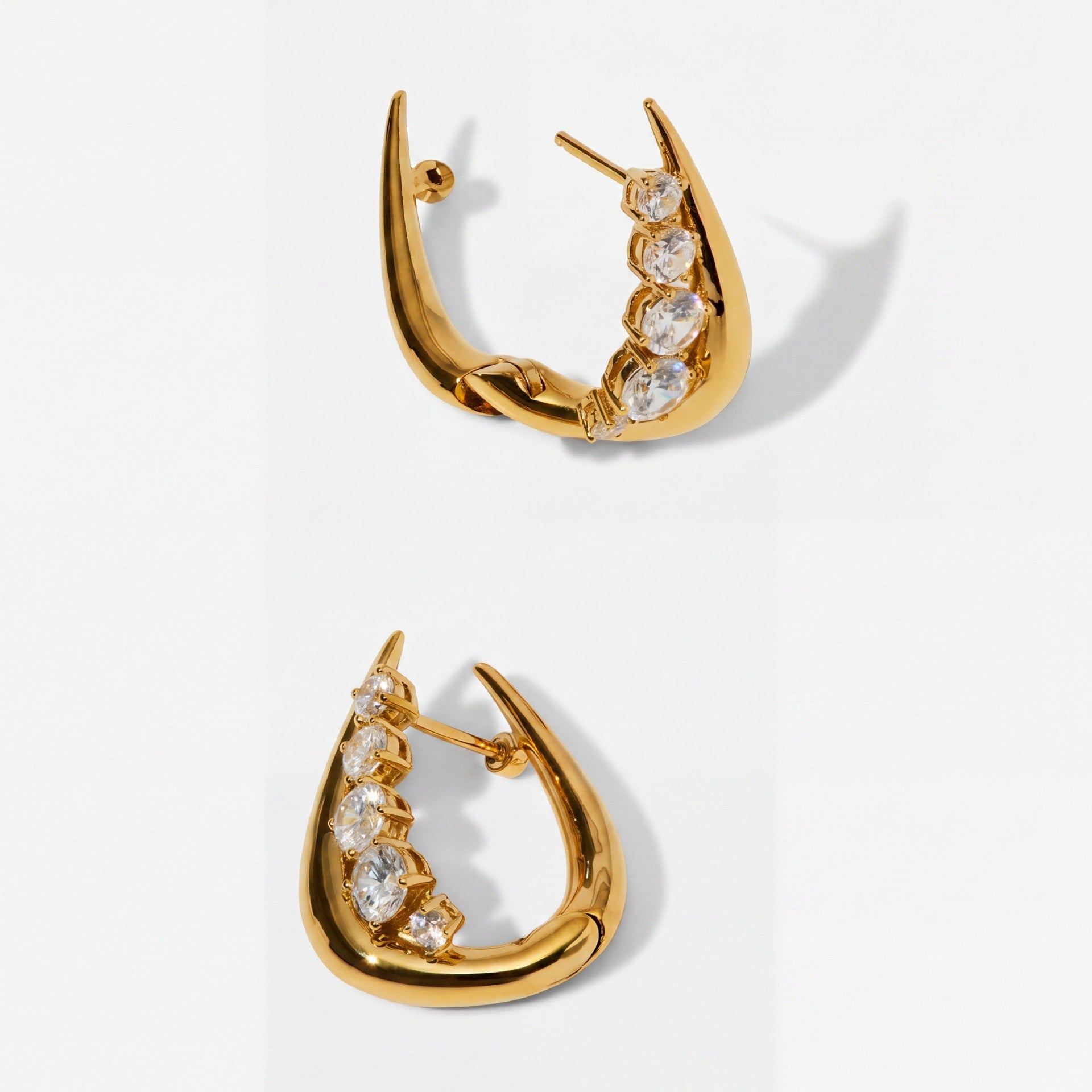 Vintage Wide-Band Zirconia Statement Earrings – Luxe, Versatile & Refined