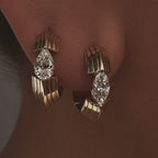 Vintage Ribbed Embossed Irregular Zirconia Stud Earrings - UMI