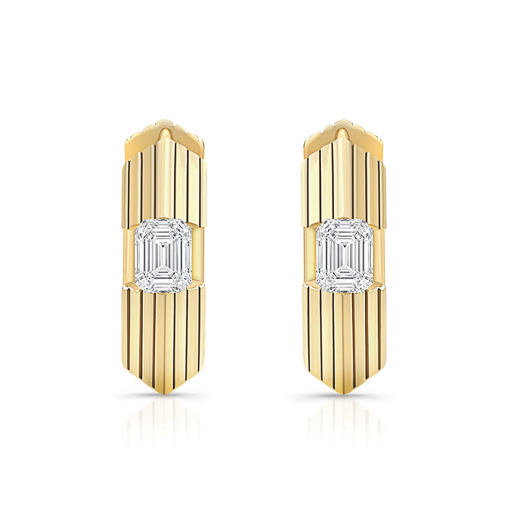 Vintage Ribbed Embossed Irregular Zirconia Stud Earrings