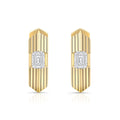 Vintage Ribbed Embossed Irregular Zirconia Stud Earrings
