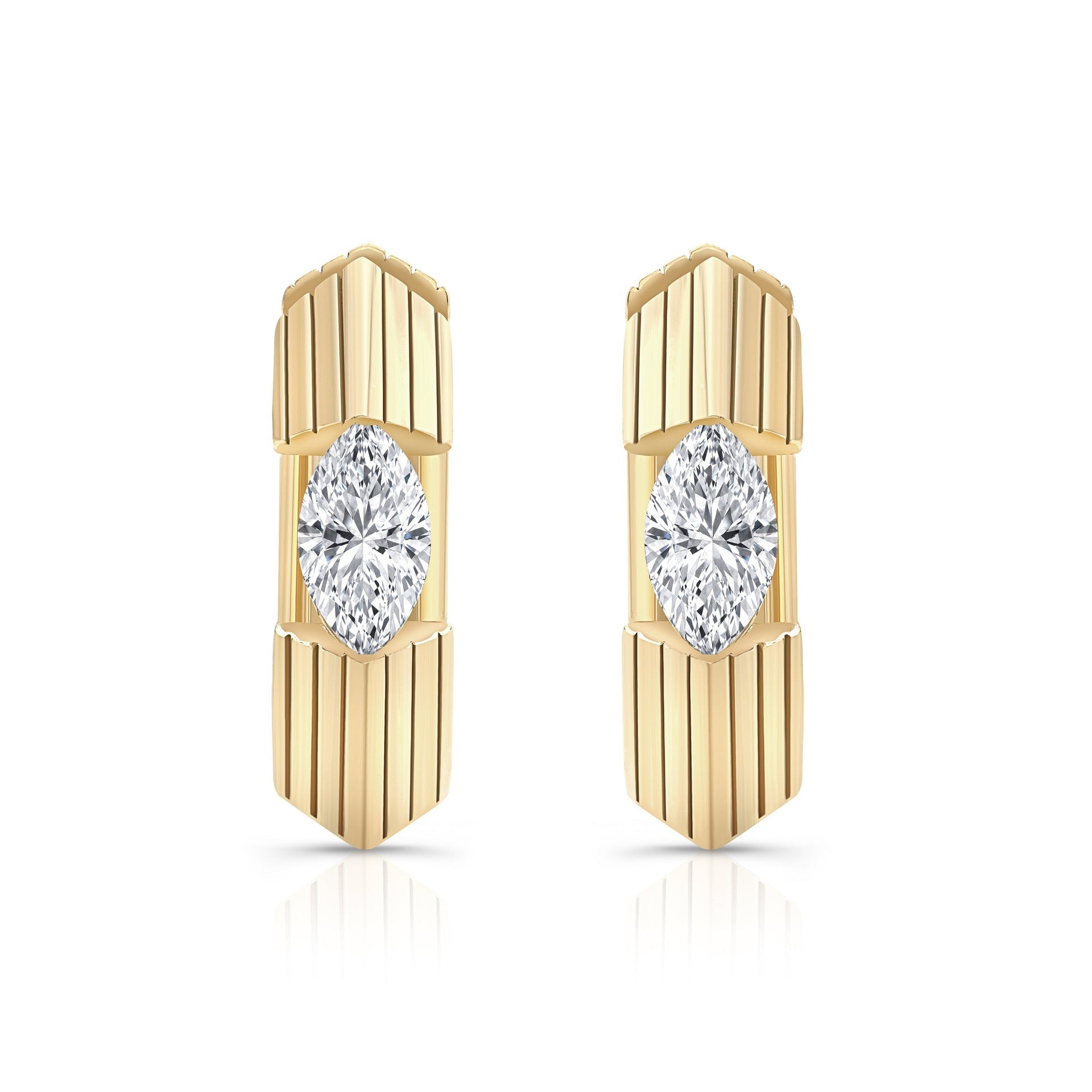 Vintage Ribbed Embossed Irregular Zirconia Stud Earrings