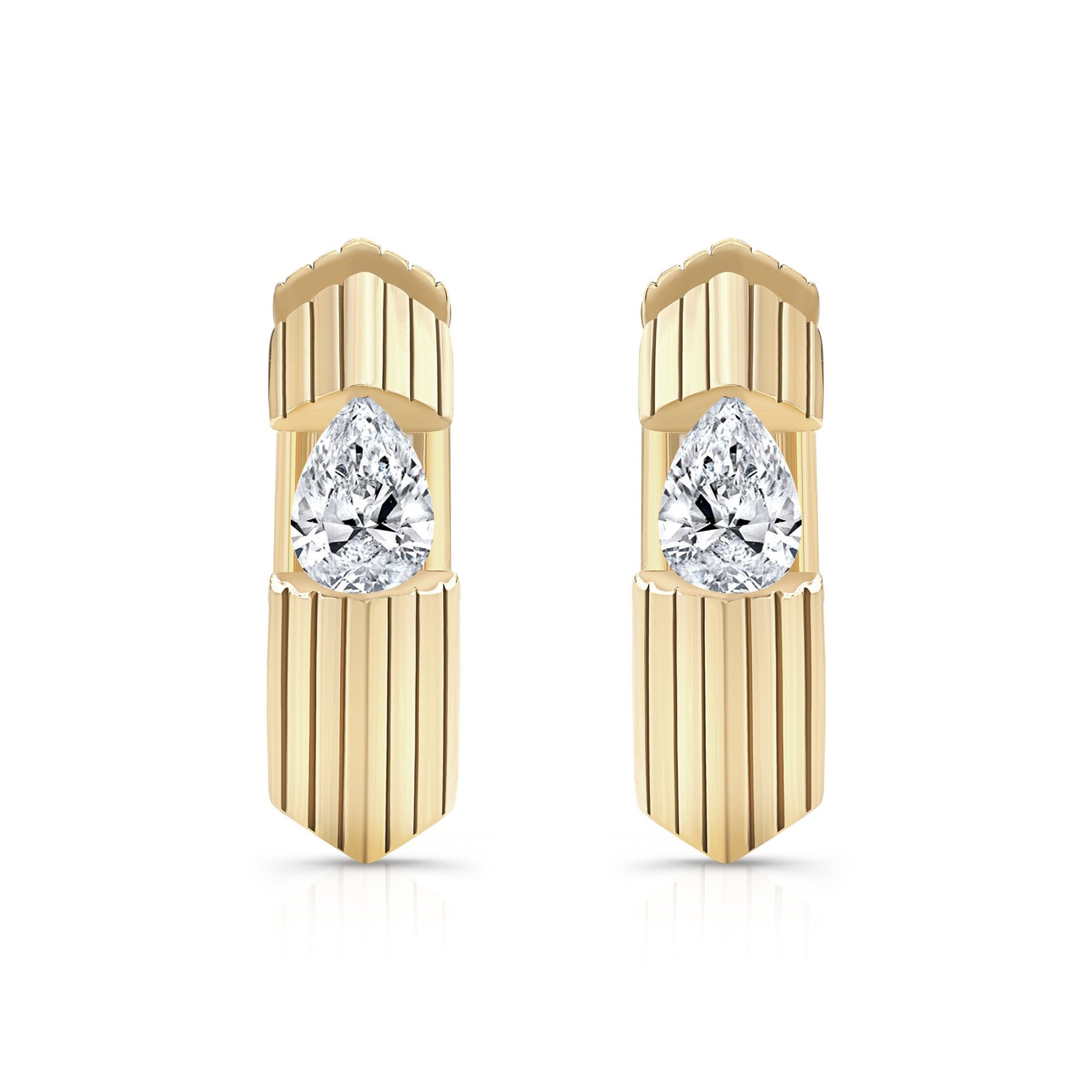 Vintage Ribbed Embossed Irregular Zirconia Stud Earrings