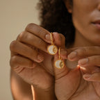 Vintage 3D Coin Sun & Moon Earrings | Mother-of-Pearl Pendant Hoops | 18K Gold Plated - UMI