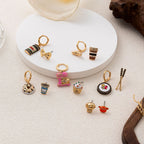 INS Creative Breakfast Food Stud Earrings | Asymmetric Rhinestone Cute Vacation Jewelry - UMI