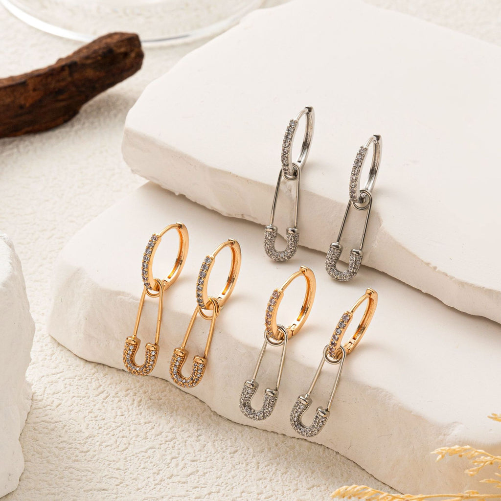 Minimalist INS Paperclip Zirconia Earrings | Titanium Steel High Color Retention
