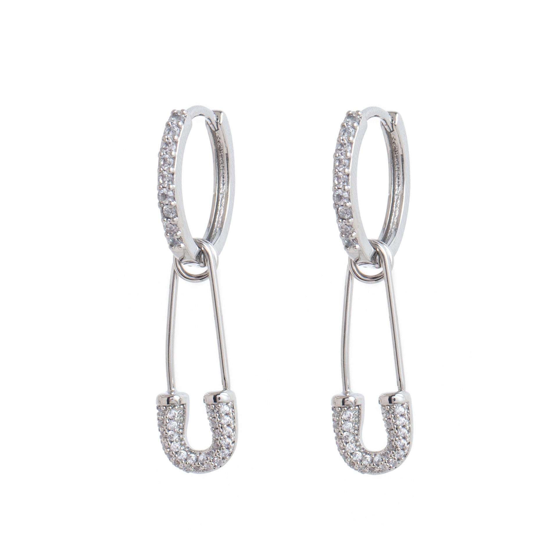 Minimalist INS Paperclip Zirconia Earrings | Titanium Steel High Color Retention