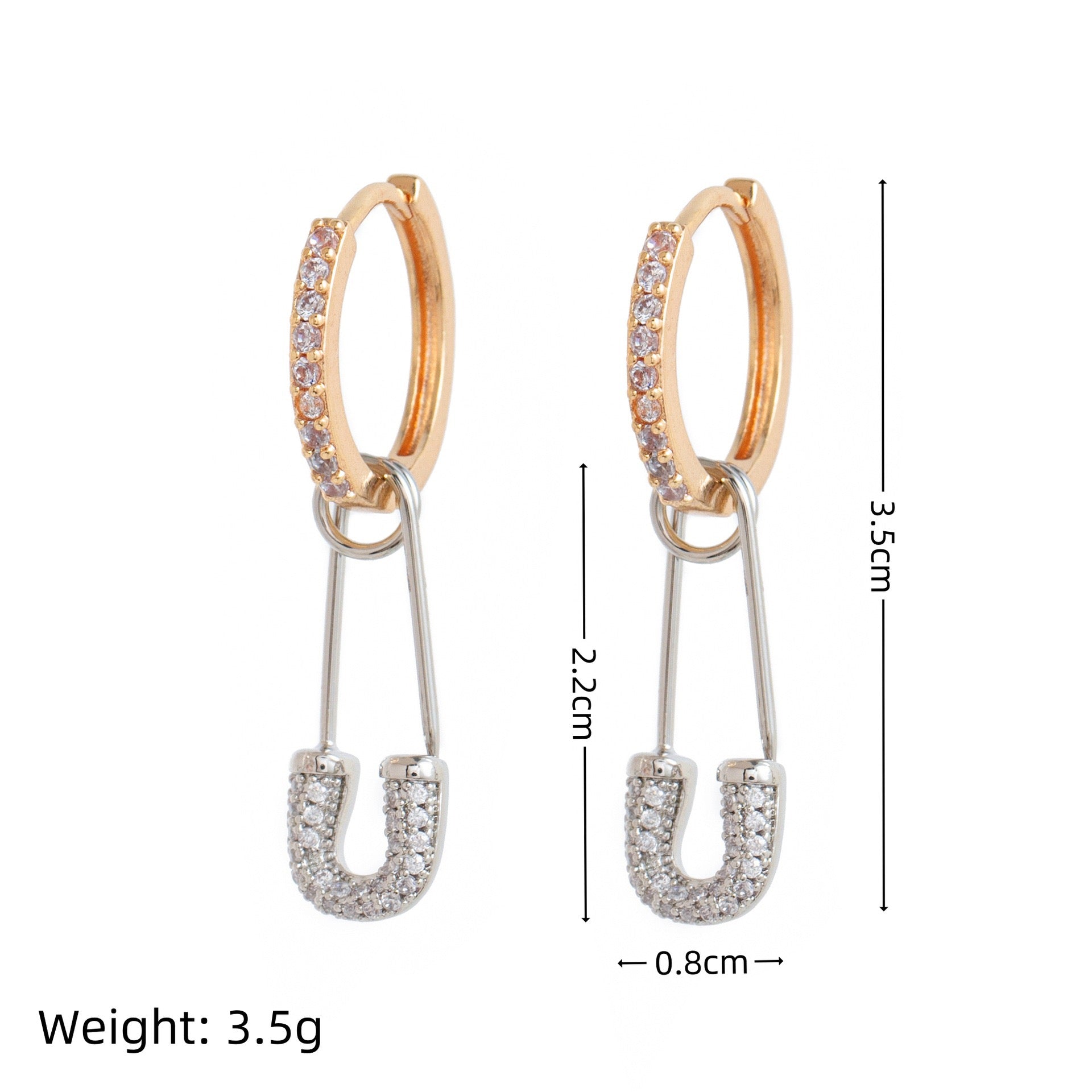 Minimalist INS Paperclip Zirconia Earrings | Titanium Steel High Color Retention
