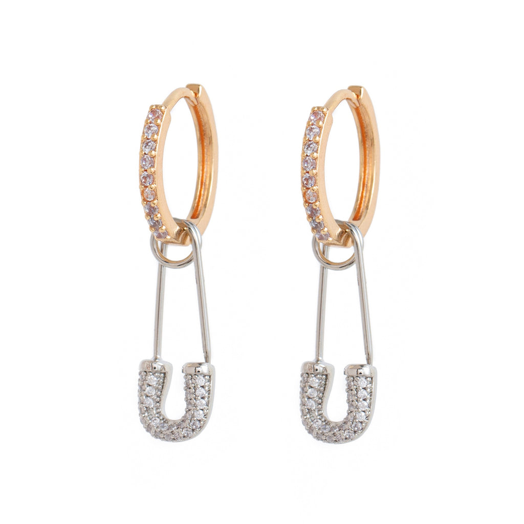 Minimalist INS Paperclip Zirconia Earrings | Titanium Steel High Color Retention