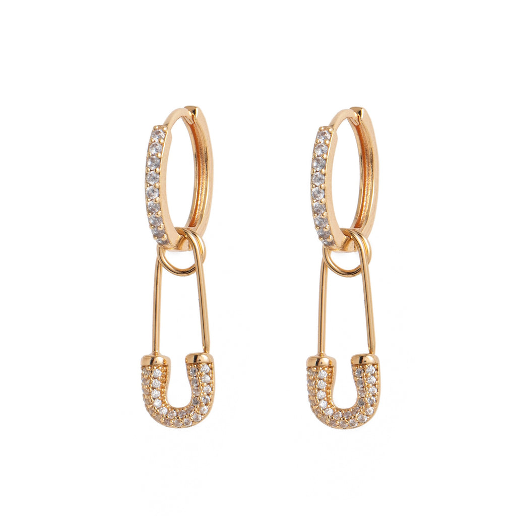 Minimalist INS Paperclip Zirconia Earrings | Titanium Steel High Color Retention