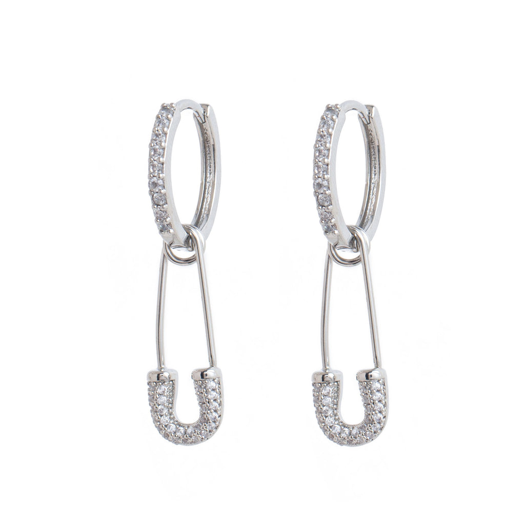Minimalist INS Paperclip Zirconia Earrings | Titanium Steel High Color Retention